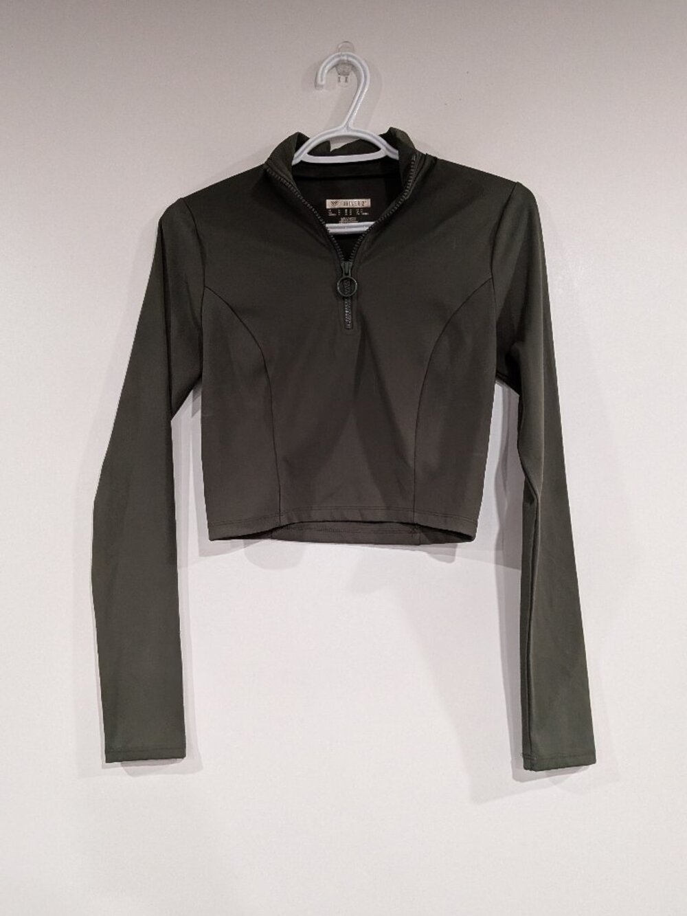 Forever 21 Half Zip Rash Guard Top Olive Green Size Medium
